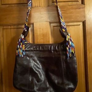Custom one of a kind hand beaded COLOMBIAN shoulder bag with dust jacket